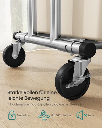 SONGMICS Стійка для одягу з металу, до 110 кг, на коліщатках, 129-169 см, хром HSR12S