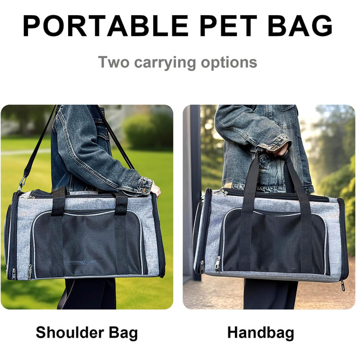 Транспортна сумка для котів та маленьких собак до 10 кг – складана, з прихованим дашком (фіолетовий, 50x30x30 см)