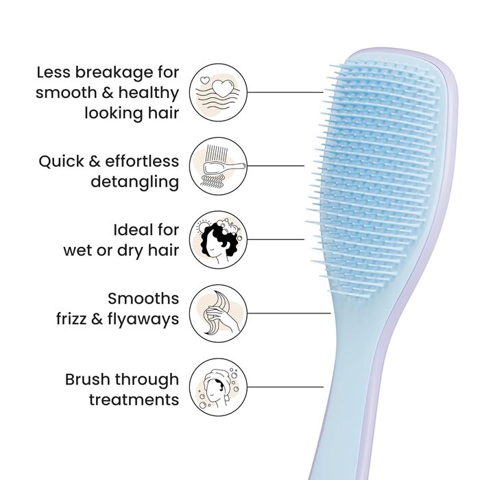Тангл Тізер Ultimate Detangler – Щітка для волосся для мокрого та сухого волосся. Розплутування, всі типи волосся, чорний (Lilac Cloud Blue)