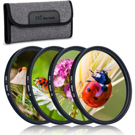 Фільтри макрозйомки JJC 55мм (4 шт./набір) +2, +4, +8, +10 для Canon, Nikon, Sony, Olympus, Fuji DSLR камер