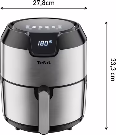 Tefal EY401D Hot Air Fryer Easy Fry Deluxe XL | Air Fryer | 1500 W | 4.2 L for 6 servings | 8 automatic programs | Digital display | energy-saving | healthy fryer without oil | stainless steel