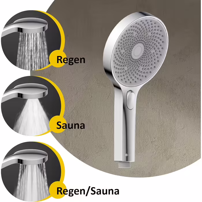 instmaier Hand Shower H1 | 3 Different Functions | Chrome | Massage Shower Head | Water-Saving | Unique Spray Pattern