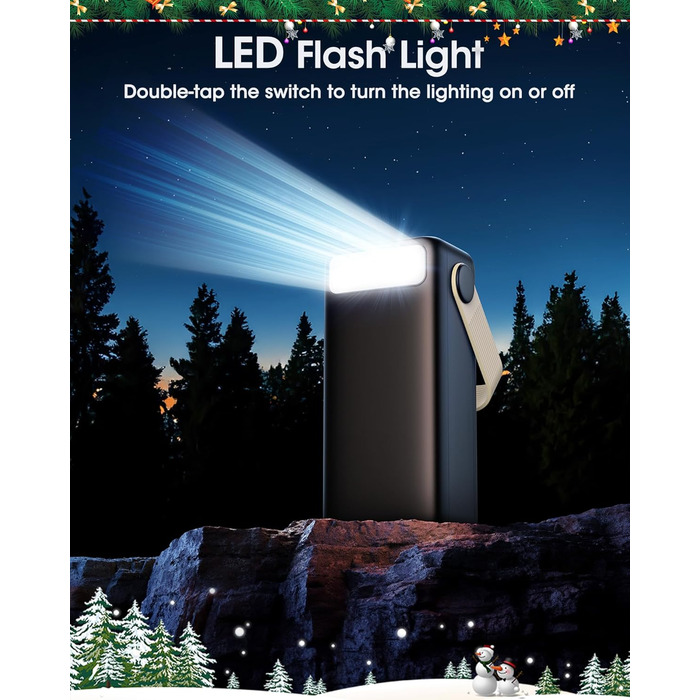 Портативний зарядний пристрій Power Bank 60000mAh з LED-ліхтариком, 22.5W, PD20W, для iPhone/Android, чорний