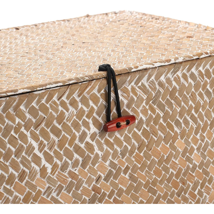 Кошики для зберігання з морської трави з кришкою, 3 шт. (великий, середній, малий), натуральний матеріал, для білизни