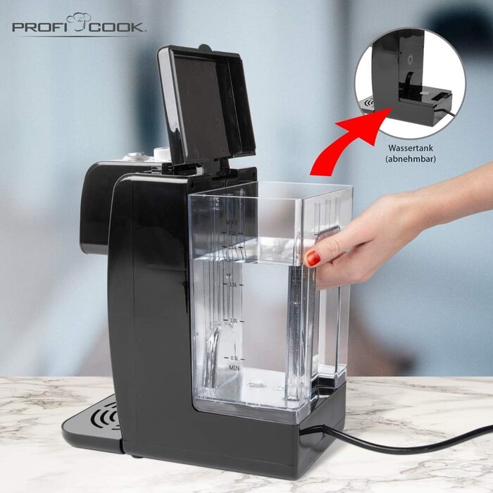 ProfiCook® Hot Water Dispenser | hot water in 3 seconds | Kettle | 2.2 liter capacity | boiling water at the touch of a button | stainless steel housing | stainless steel display | 2600 watts | PC-HWS 1168