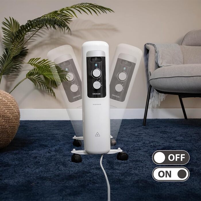 Електричний масляний радіатор Cecotec ReadyWarm 750 Space White – 1500 Вт, 3 режими, для кімнат до 15 м²