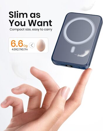 Power Bank A ADDTOP 10000mAh з підтримкою PD 20W та бездроговою зарядкою. LED дисплей, USB-C In/Out, сумісний з iPhone 17/16/15/14/13/12/Pro Max (Блакитний)