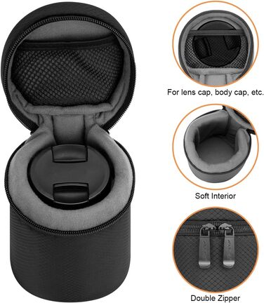 Чохол для об'єктива Arvok, 4 розміри, неопрен, водонепроникний, захисний, для фотооб'єктива, 15 мм, чорний