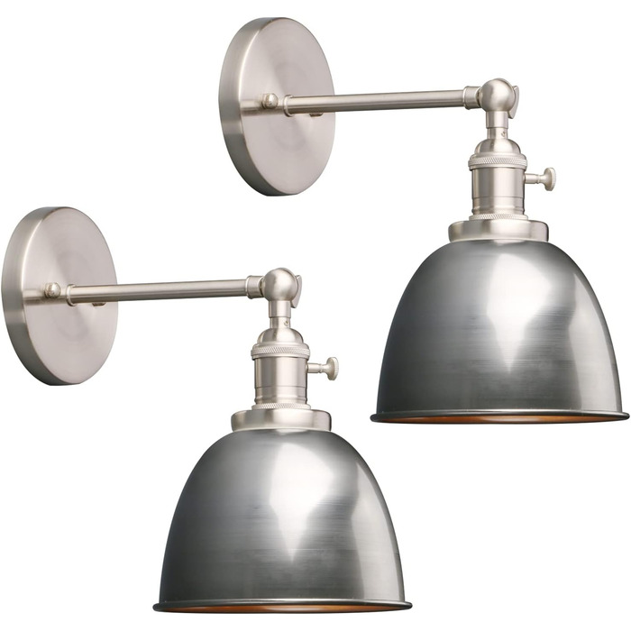 Phansthy 2-Piece Wall Light with Metal Shade Wall Lamp Industrial Design, Interior Vintage Loft Wall Lamp E27 max. 40W for Living Room Bedroom Office Kitchen Hallway (White) (Clear Lacquer)