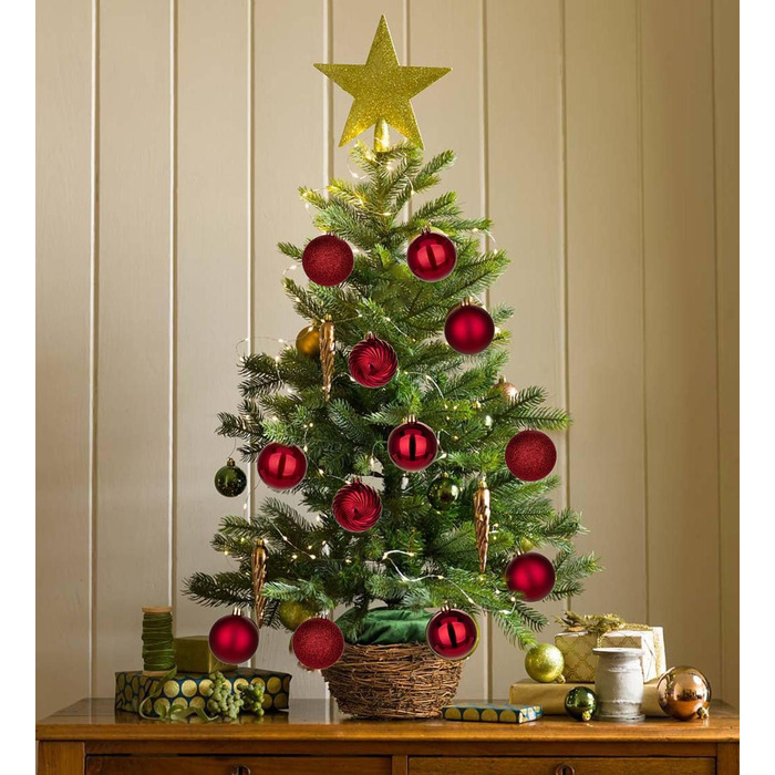 40 шт. Новорічні кулі для прикраси ялинки, 4 см та 6 см (винний колір)