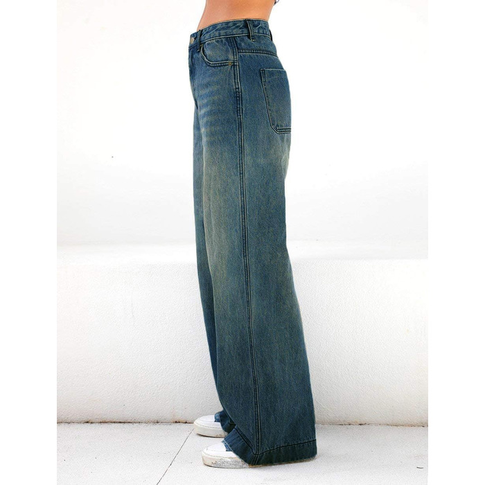 Джинси Weite Leg прямого крою, Used-Look, глибокий синій, розмір M