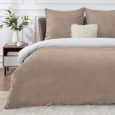 BEDSURE Комплект постільної білизни: тепла флісова ковдра 155x220 см та 2 наволочки 80x80 см, комплект для двоспального ліжка, колір хакі