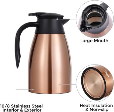 1.5L Thermos Flask Stainless Steel Double-Walled Vacuum Insulation Insulated Carafe Coffee Pot