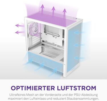 NZXT H3 – Корпус для ПК Micro-ATX з оптимізованим повітряним потоком, 120мм вентилятор, підтримка Full-Size GPU, радіатори 280мм/240мм (білий, Flow)