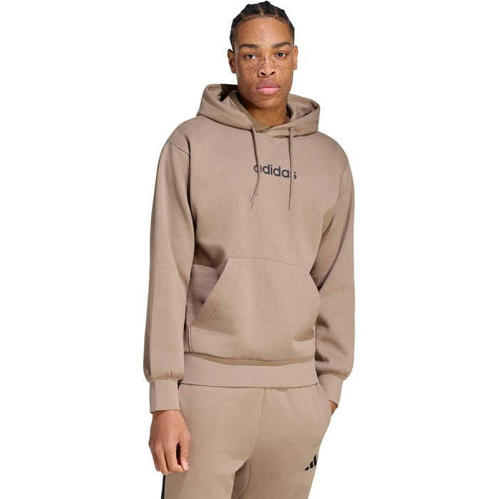 Чоловіча худі Adidas Essential Linear Fleece з капюшоном, колір Khaki Six/Black, розмір S