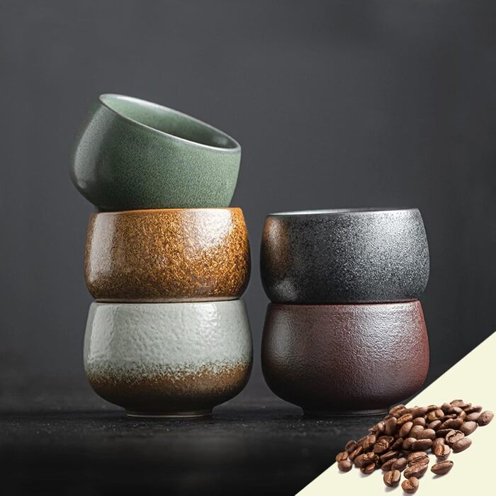 Набір кавових чашок для капучино та лате макіато, 5 шт., 80 мл, порцеляна, ручна робота, без ручки, для посудомийної машини