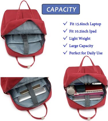 Рюкзак FUXINGYAO для жінок з відділенням для ноутбука 15.6 дюймів, антикрадійний, 23L (Червоний)