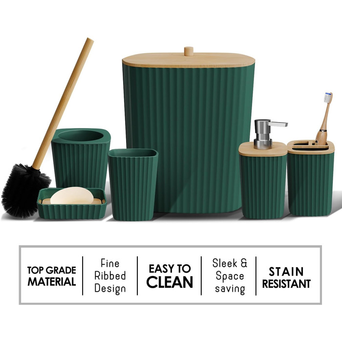 Набір аксесуарів для ванної кімнати Clara Clark Bad-Set Hunter Green (6 предметів)
