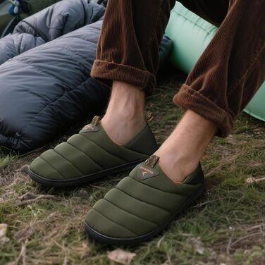 Чоловічі домашні капці-лофери RockDove Pufflite двоколірні, стібані, з підошвою для дому та вулиці, колір мисливський зелений, розмір 43 EU