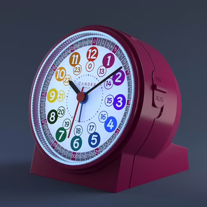 Cander Berlin MNU 1009 M Children's Alarm Clock, Silent/Soundless Alarm, Pink/Rose, Learning Clock, Children's Watch, Light, Snooze, Table Clock, Lighting, Quiet, Snooze Function