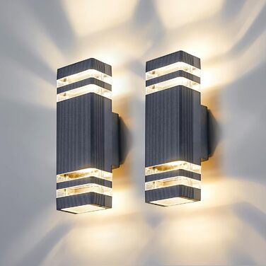 LED вуличне освітлення CELAVY - вуличний світильник на стіну, Up Down, GU10, IP65, 3000K, сірий (2 шт.)