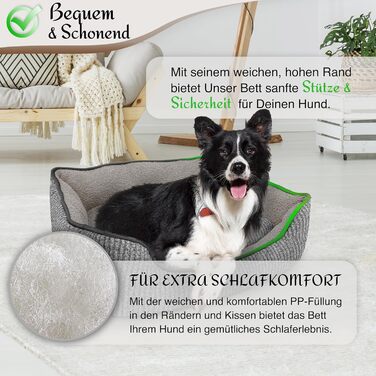 Крісло-ліжко для собак та котів, корзина для собак, диван для собак, подушка для собак, ліжко для котів, подушка для котів, зелений колір, розмір S, миється, не слизьке, знімний ковдр, плюшеве, S (L - 86x60x24 см, сірий)