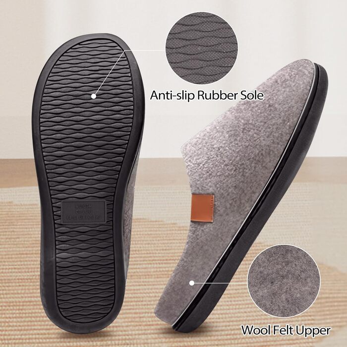 Домашні тапочки Hoefirm для чоловіків, Memory Foam, сірі, 42/43 EU