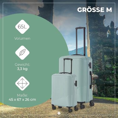 Набір валіз Travelite Bali 3 шт. (L/M/S) з ABS-пластику з TSA-замком, колір м'ятний