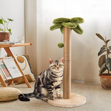 Cat Scratch Post, 86cm High Scratching Column with Hanging Ball, Natural Sisal Rope Scratch Tree for Large Cats and Kittens