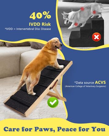Сходинки для собак до ліжка та дивану – захист суглобів, антиковзаючі, складані, регульовані, портативні, для собак до 16 кг (до 30 кг)