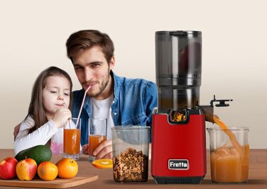 Шнекова соковижималка Fretta Slow Juicer для овочів та фруктів, чорна (колір: вино)