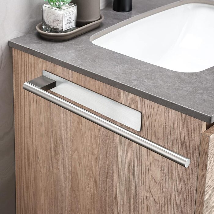 Тримач для рушників без свердління, подвійний, з нержавіючої сталі 304, рушкова рейка з двома кріпленнями, самоклеючий, для ванної кімнати та кухні (#3 Сріблястий)