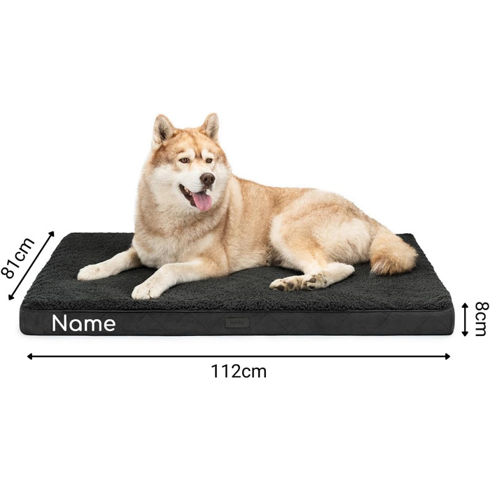 Ортопедичне ліжко для собак Lionto, 60x40x8 см, м'яке, знімний чохол, вологостійке, для собак та котів