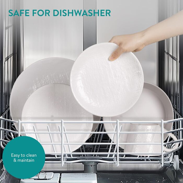 Набір посуду Navaris з каменю (16 предметів) для 4 осіб - тарілки, супові тарілки, чашки, сірий колір