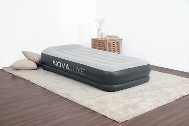 Надувний матрац Novaluxe з вбудованим електронасосом та подушкою, сірий 191x97x38 см