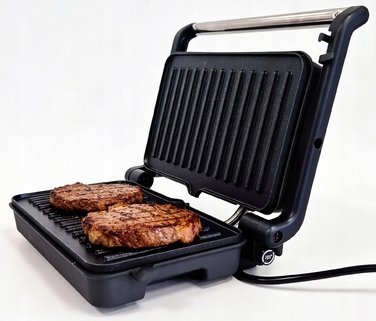 Контактний гриль Kalorik 1200 Вт, сріблястий, з розкриттям на 180°