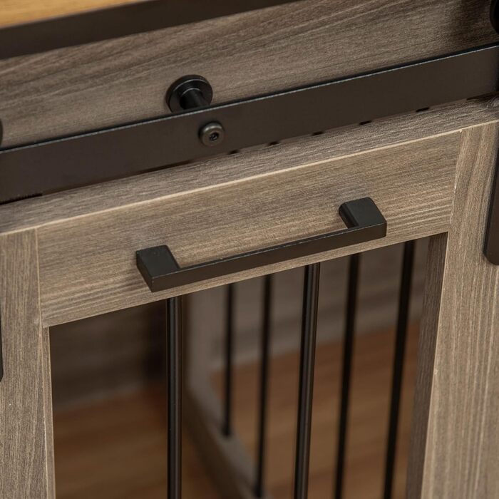 Клітка для собак PawHut, будиночок для собак з двокімнатним варіантом, клітка для домашніх тварин з двома дверцятами, переноска для собак, собачий будиночок для собак середніх розмірів, 120 x 60 x 88,5 см, дуб