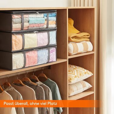 Коробки для зберігання під ліжко Lifewit, 3 шт., 40 л, сірі, з кришкою