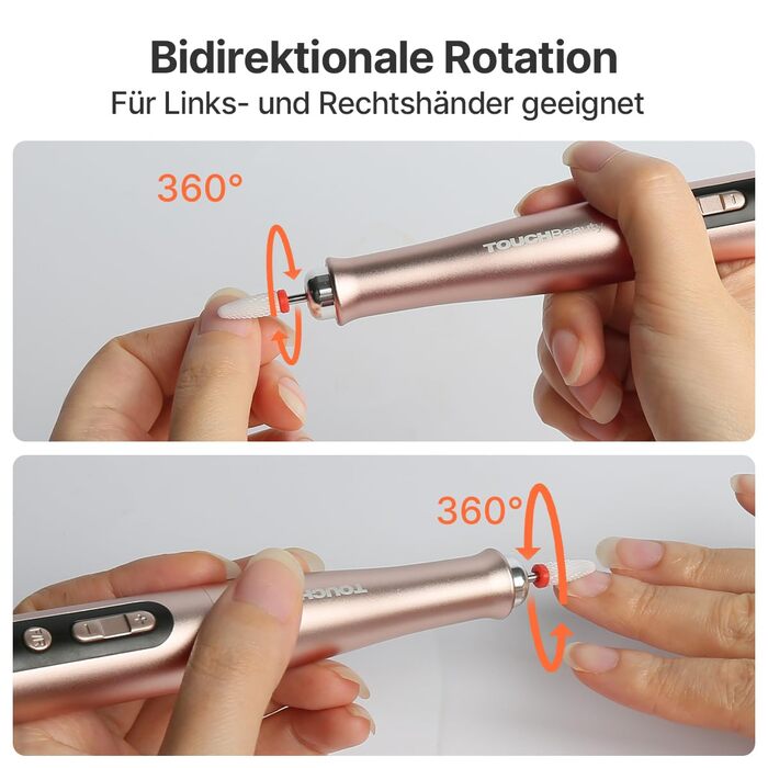 TOUCHBeauty Електрична пилка для нігтів: набір бездротовий, фрезер для манікюру та педикюру з LCD-дисплеєм, 5 швидкостей, тихий, пилозахисний, USB-зарядка (гель, акрил)