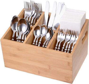 GRÄWE Bamboo Cutlery Holder with 6 Compartments
