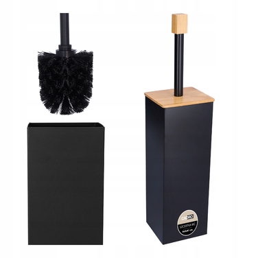 Набір для туалету: ергономічний йоржик чорного кольору зі сталі нержавіючої та бамбука