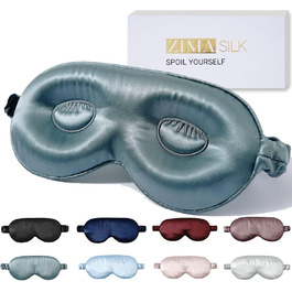 Маска для сну ZIMASILK з регулюванням, 22 Momme, 100% шовк маруси, 3D-форма, м'яка та дихаюча, блокує світло, (Блакитний туман)