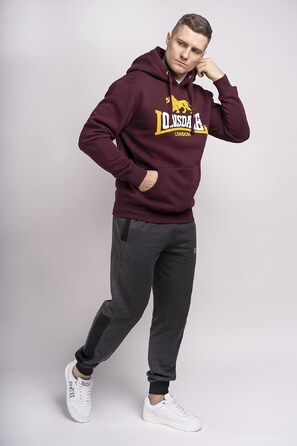 Чоловіча толстовка-худі на блискавці Lonsdale Rinsey, приталена модель, колір Oxblood, розмір 3XL