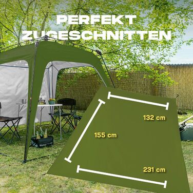 Lumaland Outdoor 2.5 x 2.5m | Waterproof & UV Protection | Garden Tent incl. 1 Side Panel & Bag & Pegs | Robust Camping & Party Tent | Pop Up Tent Setup in 2 Minutes [] (Side Wall, Dark Green)