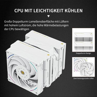 Кулер для процесора Thermalright Royal Pretor 130 Ultra White, двовежевий повітряний охолоджувач, 7 теплових трубок, білий, для AM4/AM5, Intel LGA1851/1700/115x/2011