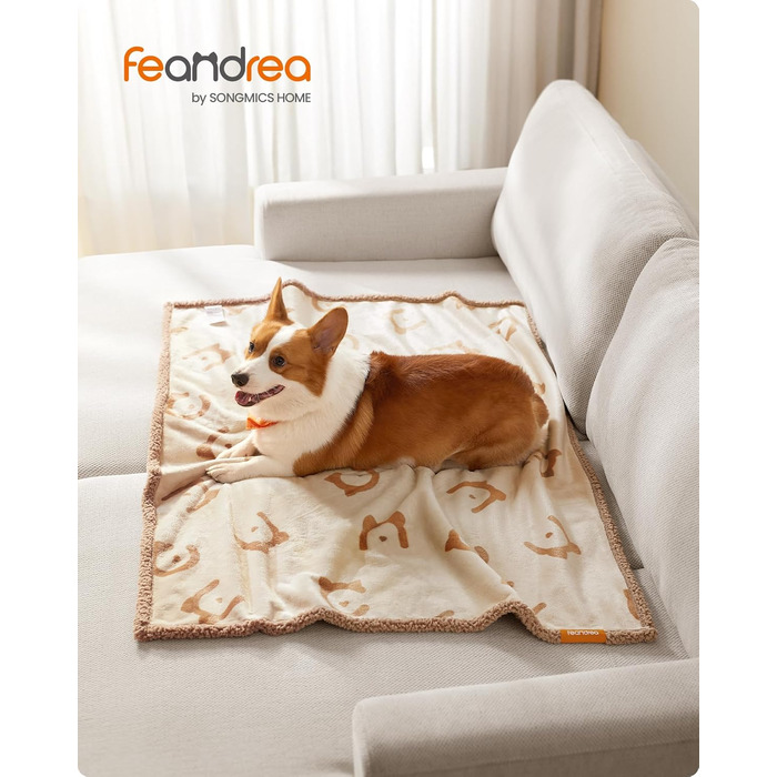 Водонепроникна ковдра для собак Feandrea, Sherpa Fleece, 152 x 127 см, XL, для собак та котів, захист дивану, машинне прання