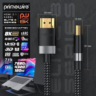HDMI 2.1 кабель 1.5м - 8K@60Hz/120Hz, 4K@240Hz, HDR, Ethernet, ARC, для PS4/Xbox, UHD II, 8K, 4K, 1.5м