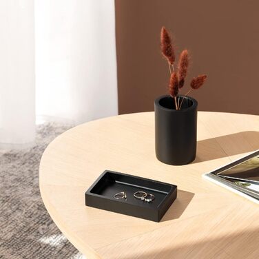 Набір для ванної кімнати Navaris чорний 3 шт. - дозатор мила, стакан для зубної пасти та мильниця. Декоративні аксесуари для ванної кімнати з штучної смоли, матове покриття.