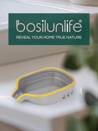 Керамічна мильниця BosilunLife з піддоном – неслизька підставка для мила, квадратна, сучасний мінімалізм для ванної, душу, кухні, умивальника (Сірий, Зелений)