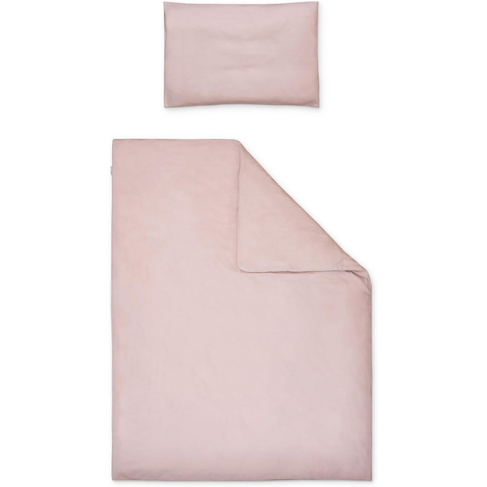 Набір постільної білизни Ehrenkind® з мусліну | 100% органічна бавовна | Стандарт 100 by Oeko-TEX | Джинсова синя | Постільна білизна 135x100 (Feinbiber Rose, 100x135cm + 40x60cm)